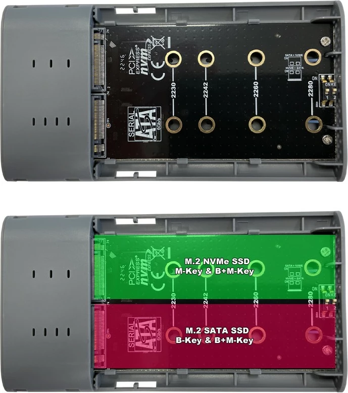 Kasë LC-Power NVMe/SATA SSD M.2 USB-C anthracite