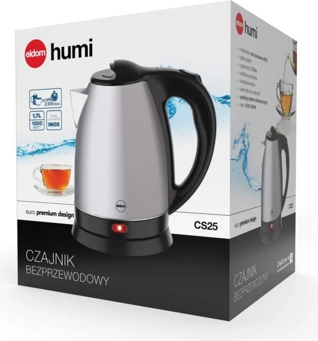 Vluese Uji Eldom Steel HUMI, 1800W, 1.7L, argjend