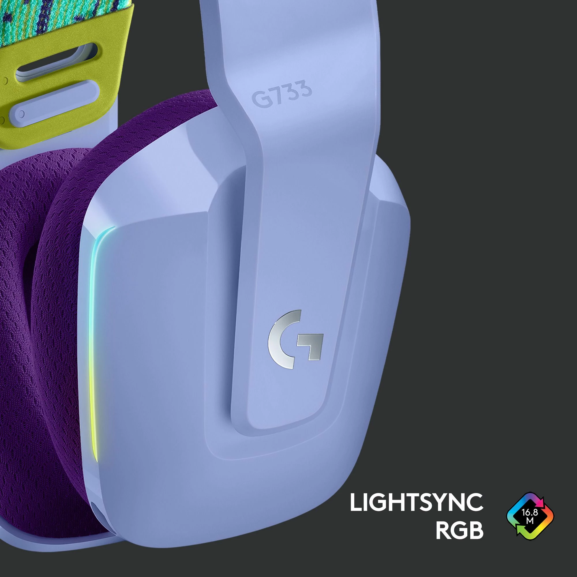 Kufje gaming Logitech G733 LIGHTSPEED (981-000890), wireless, 7.1 surround, USB, vjollcë