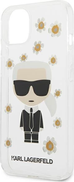 Mbështjellës Karl Lagerfeld KLHCP13SHFLT për iPhone 13 mini 5.4", Flower Ikonik Karl, Transparent