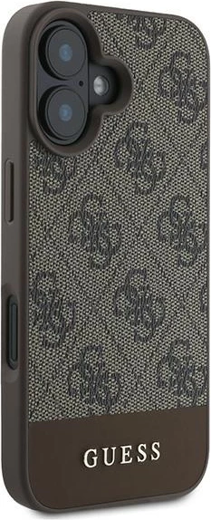 Mbështjellës Guess 4G Bottom Stripe për iPhone 16 Plus 6.7", Kafe