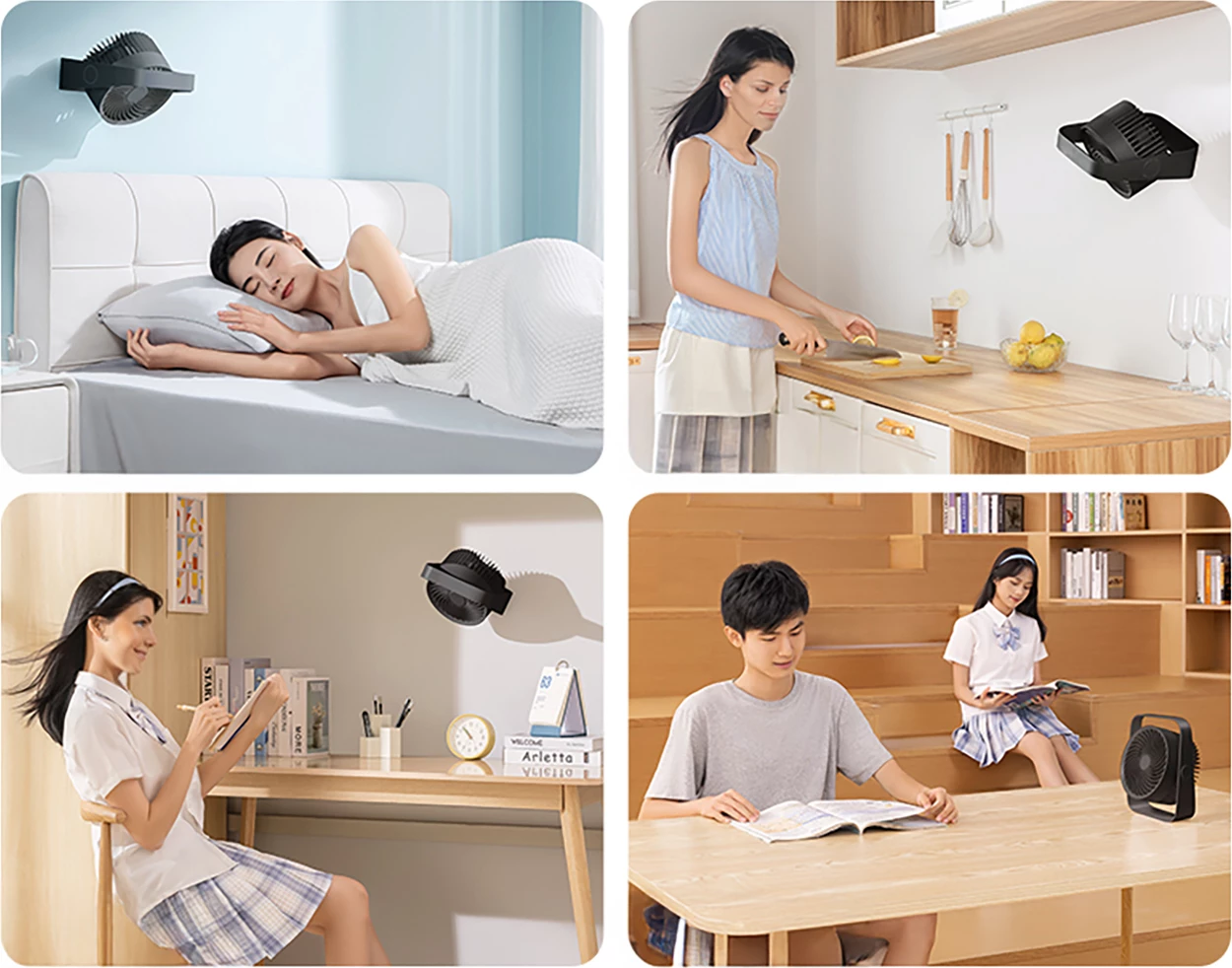 Ventilator tavoline Rtako WD0Y6S me dy impelerë, 3600 mAh, i zi