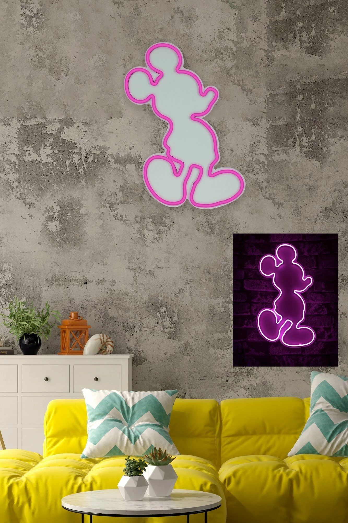 Dritë dekorative plastike LED, Mickey Mouse, rozë
