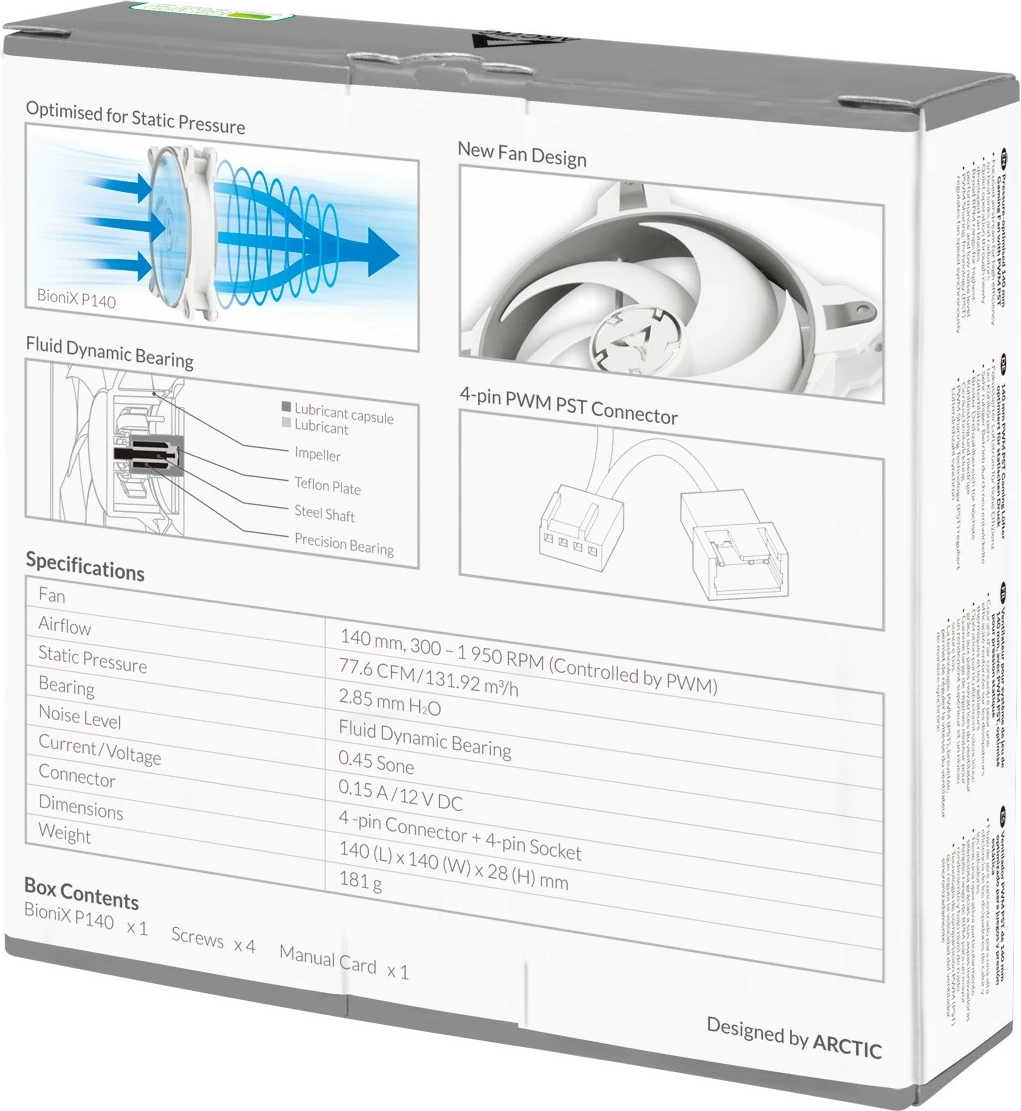 Ventilator kase ARCTIC BioniX P140, 140mm, PWM PST, gri/bardhë