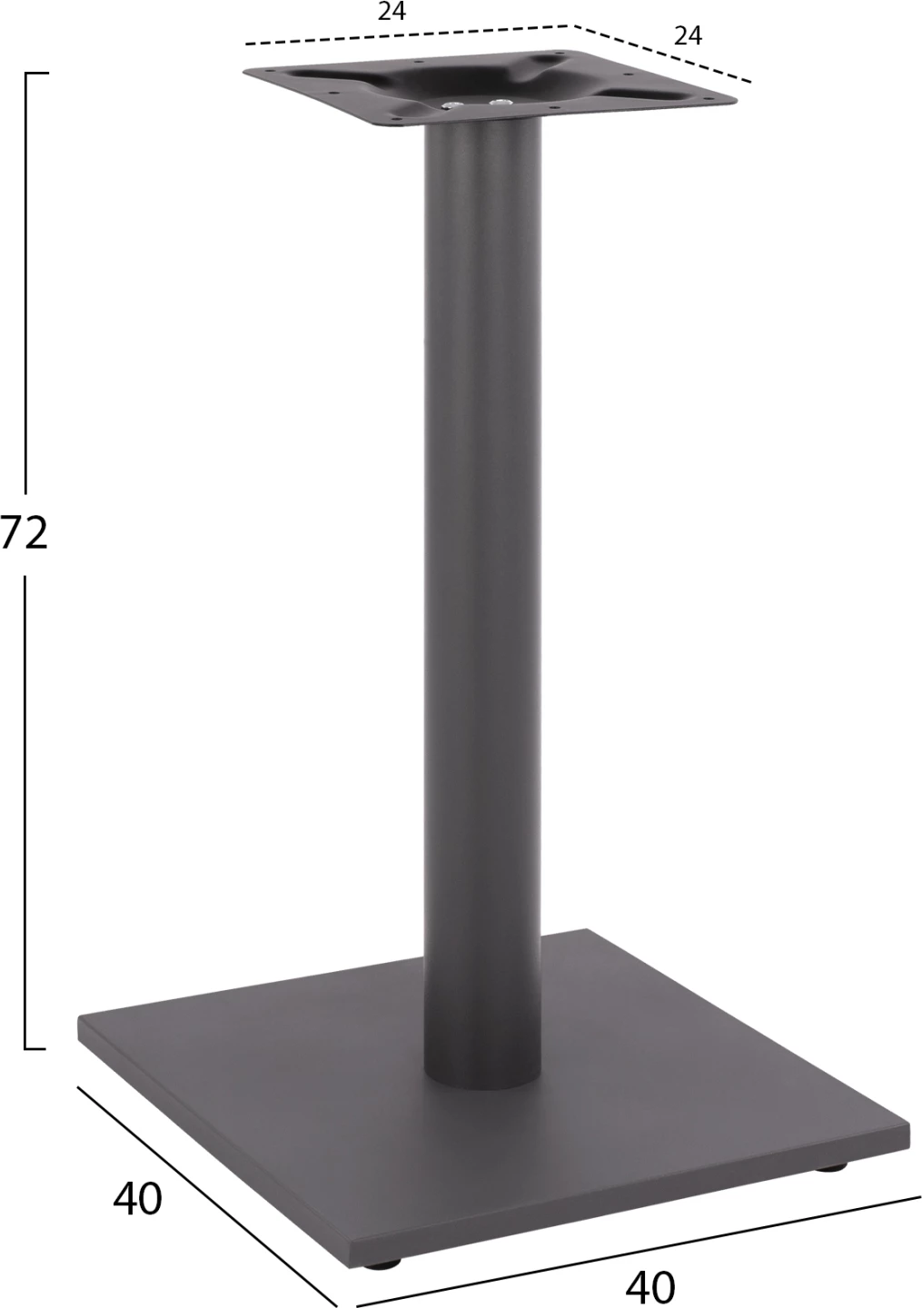 Bazë metalike gri 40x40x72 me rregullues FH421.20