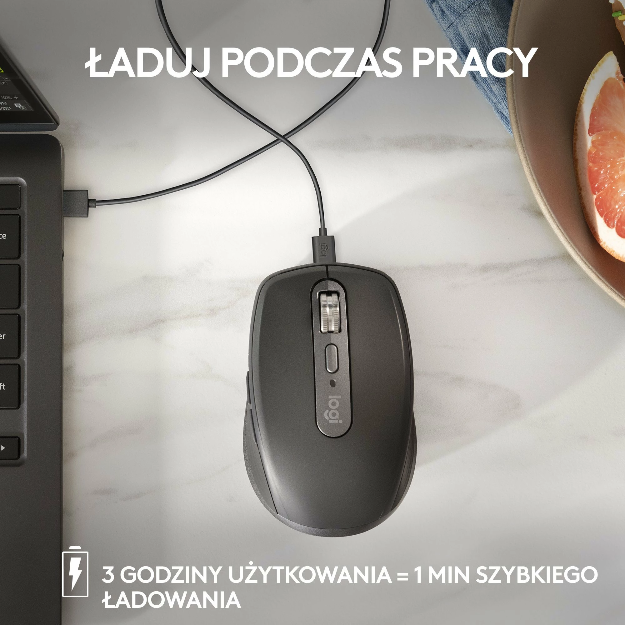 Maus Logitech MX Anywhere 3S 910-006929 8000 DPI Bluetooth/USB-C, Graphite