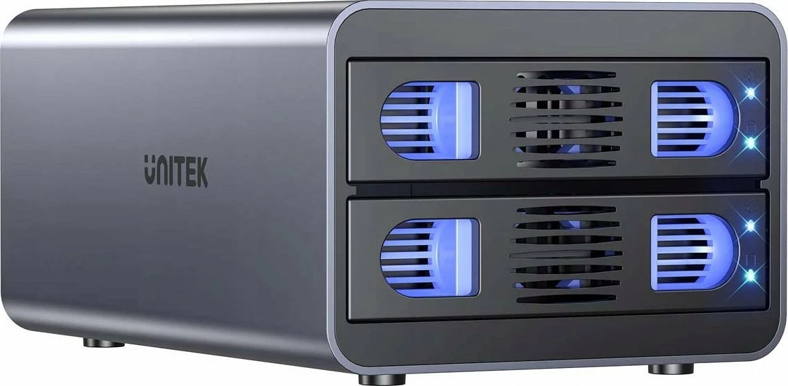 Kuti eksternale për disqe SATA Unitek S1308C01-EU 2-bay 2.5/3.5\" USB-C 10Gb/s RAID deri 40TB, gri