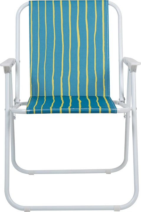 Karrige palosëse për plazh e kamping, material çeliku i bardhë, pëlhurë jeshile dhe verdhë, 53x56x73cm