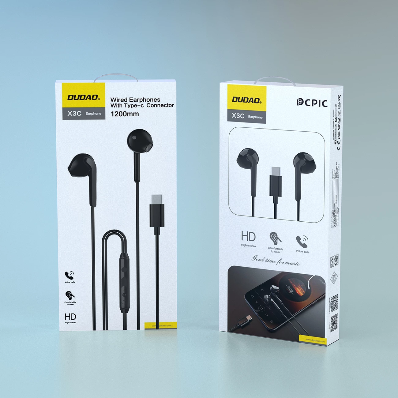 Kufje in-ear Dudao X3C me kabllo, USB-C, 1.2m, të zeza