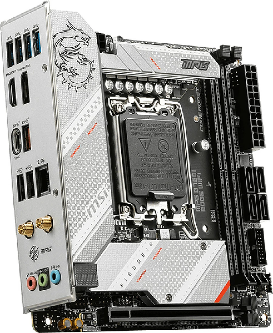 Pllakë amë MSI MPG B760I Edge mITX, Intel, WiFi, bardhë