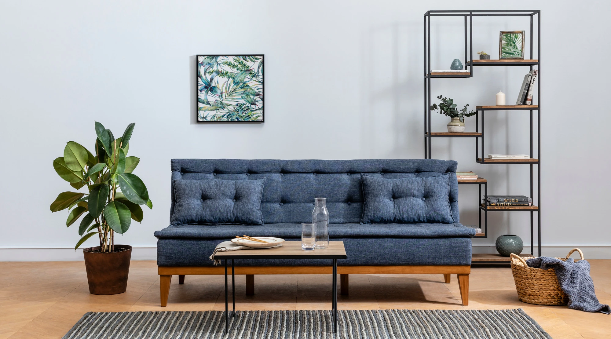 Divan-krevat 3 vendësh, Atelier del Sofa, ngjyrë blu e errët