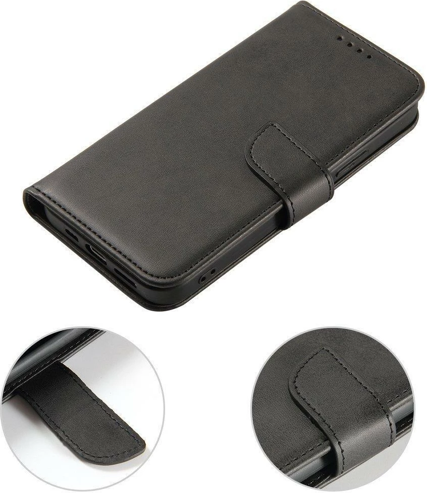 Mbështjellës Hurtel Magnet Case për Motorola Moto G 5G 2022, me flap, stand dhe xhep, i zi