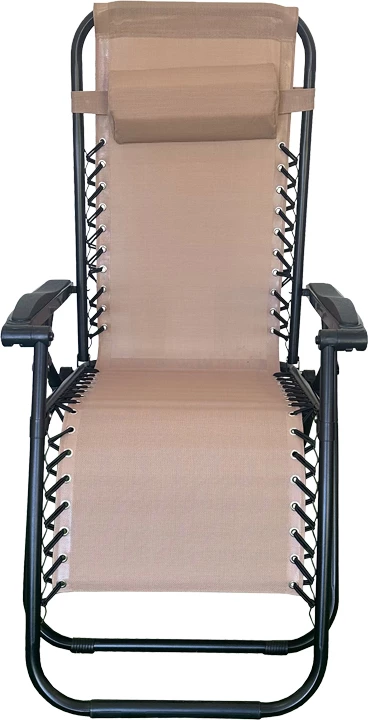 Karrige palosëse relaksuese Mirka, tekstilene-kornizë metalike, ngjyrë krem-e zezë, 65x165x110 cm