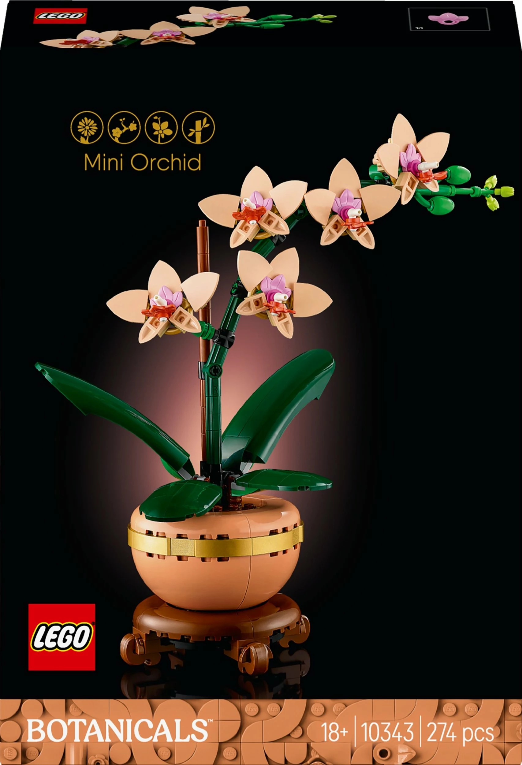 Set ndërtimi LEGO Botanicals Orkide e vogël 10343, 274 copë, 25 cm, 18+, pjeshke