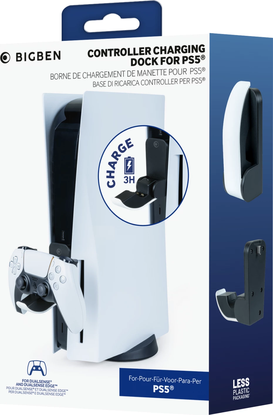Stacion karikimi Nacon (BIGBEN) për kontrollor PS5 DualSense/DualSense Edge, USB-C, bardhë/zi