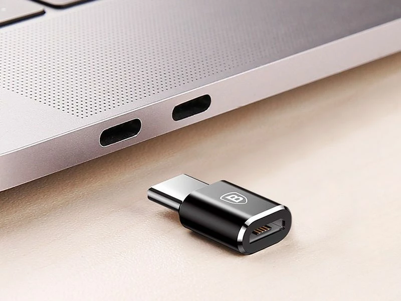 Adapter USB Baseus 28296-uniw USB-C në MicroUSB 2.0, 2.4A, alumin, i zi