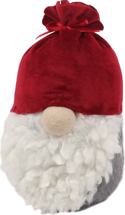 Dekor për Krishtlindje, babadimër, material tekstili, e kuqe, e bardhë, gri, 12x12x17 cm