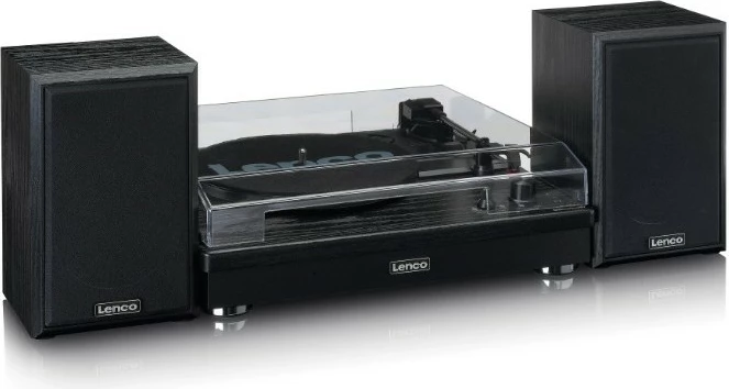 Gramafon Lenco LS-101BK me Bluetooth, 2 altoparlantë, i zi