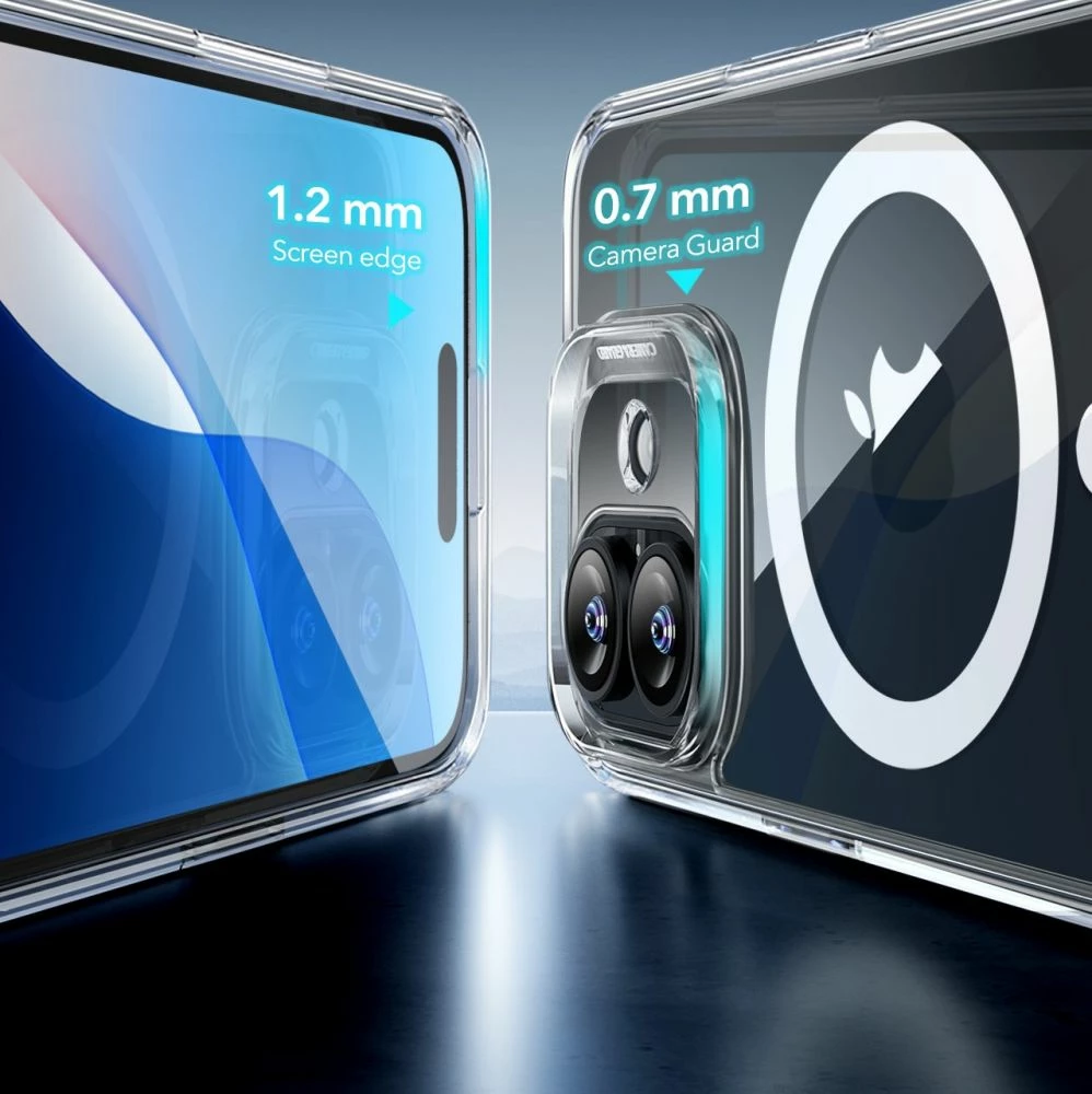 Mbështjellës ESR Classic Hybrid HaloLock me MagSafe dhe xham të temperuar për iPhone 16, Transparent