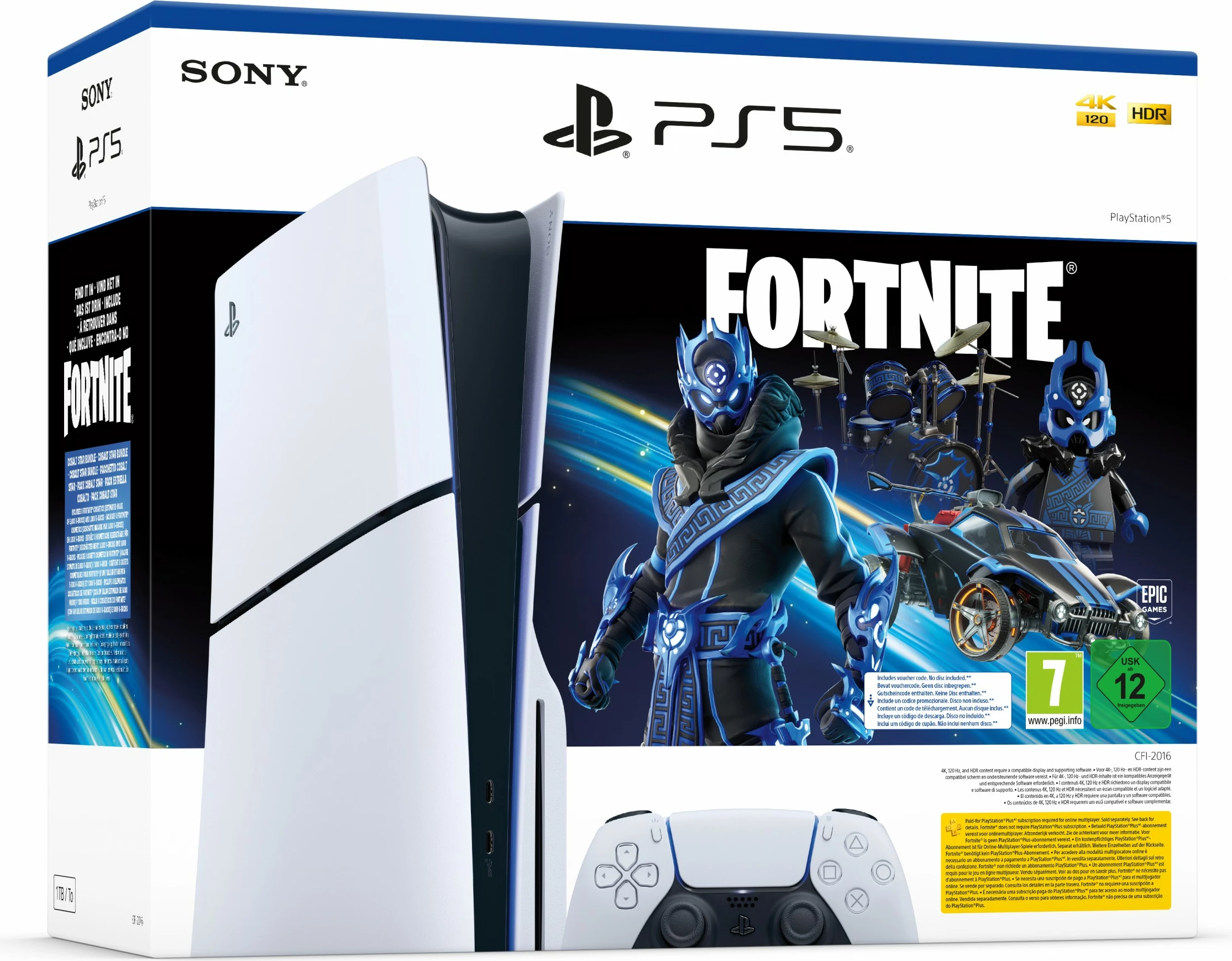 Konsolë Sony PlayStation 5 Slim Fortnite, 16 GB, 1 TB, e zezë, e bardhë