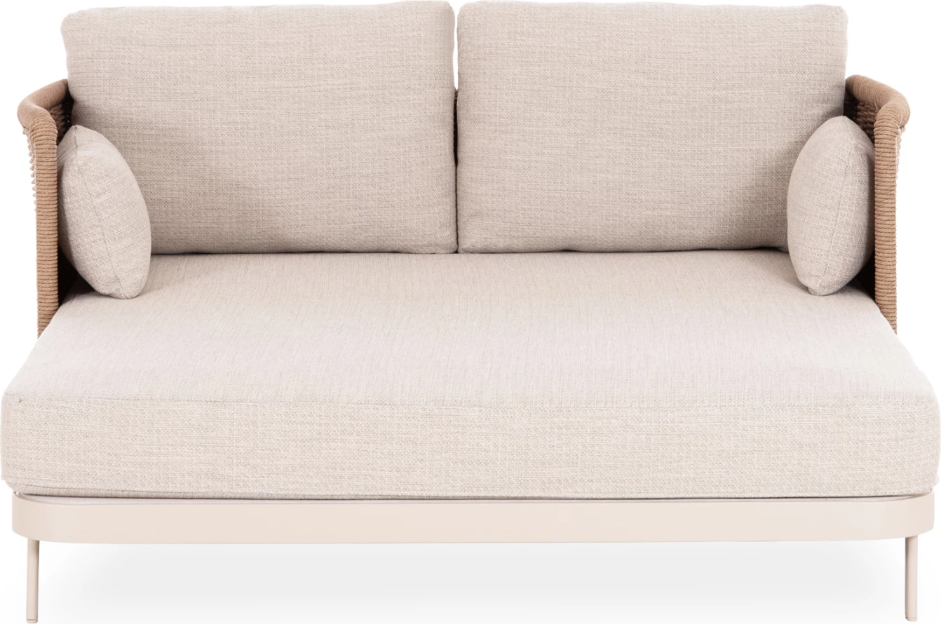 Daybed 2-vendësh DESTINY, alumin ngjyrë fildishi, ratan bezhë, 202x170x73.5cm