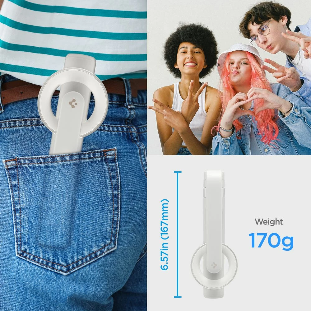 Selfie stick Spigen S571W me tripod, MagSafe, Bluetooth, bezhë