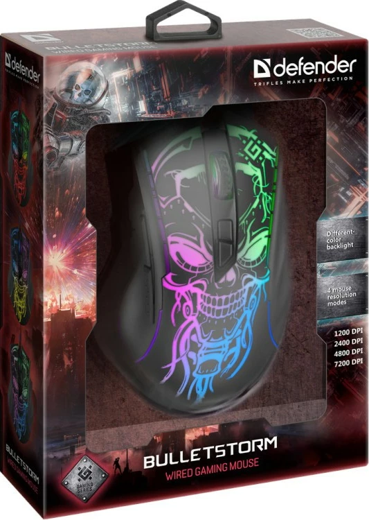 Maus gaming Defender BULLETSTORM GM-928, me kabllo, 7200 DPI, i zi