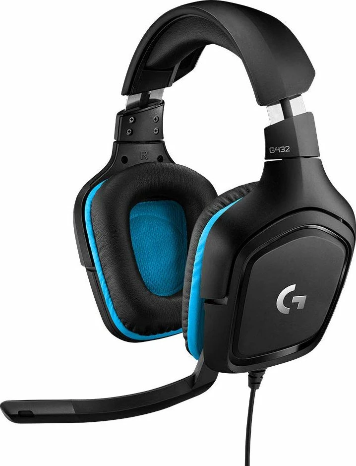 Kufje gaming Logitech G432 (981-000770), 7.1, me kabllo, 3.5mm/USB, zi me detaje blu