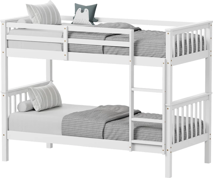 Krevati marinari për fëmijë, dru pishe, ngjyrë e bardhë, 90x190cm