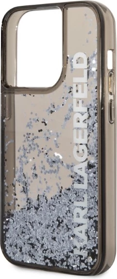 Mbështjellës Karl Lagerfeld Liquid Glitter Elong për iPhone 14 Pro Max, zi