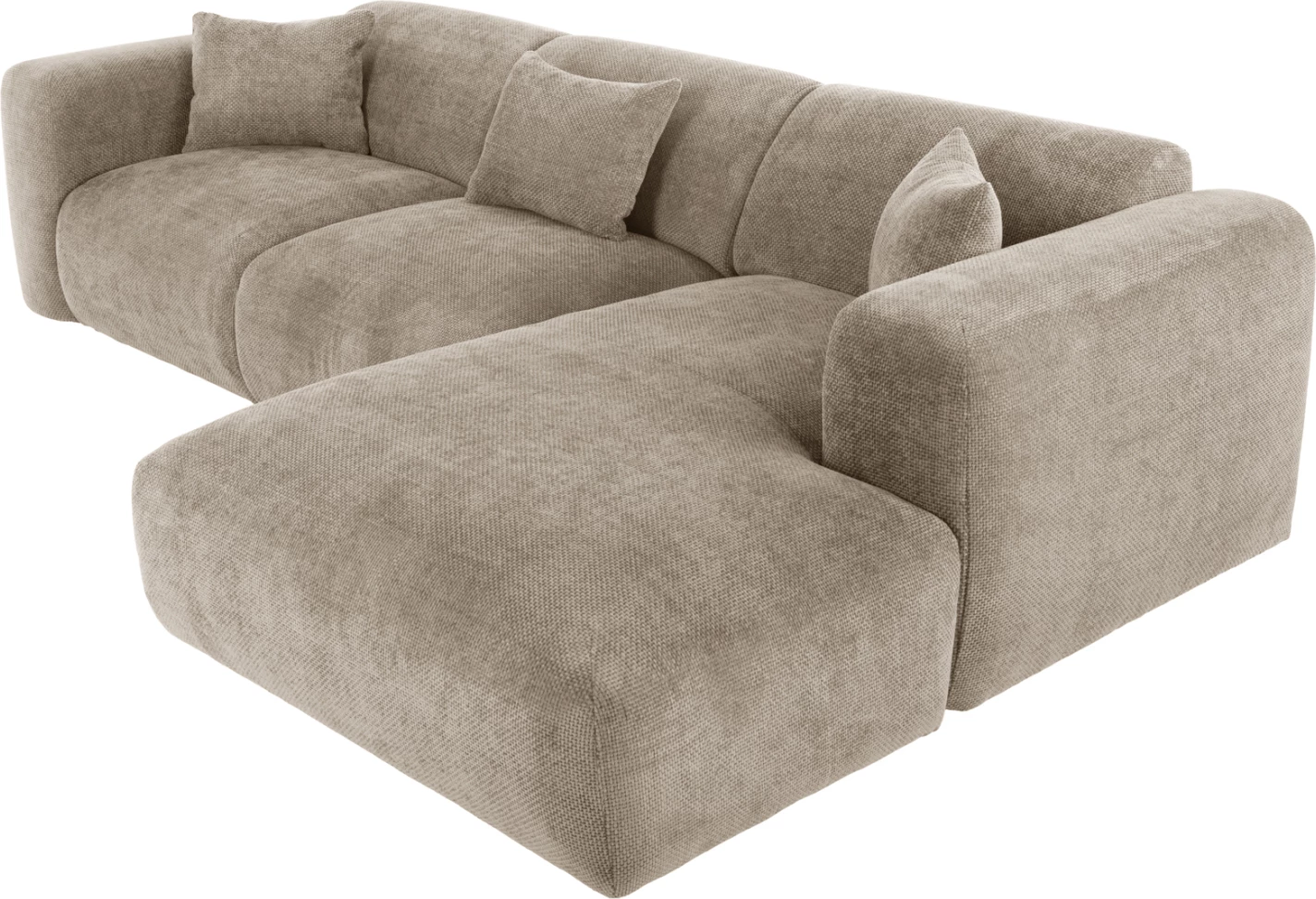 Divan qoshe BRICKEN FH3275.01R, pëlhurë bezhë, 110-282x98-160x72H cm