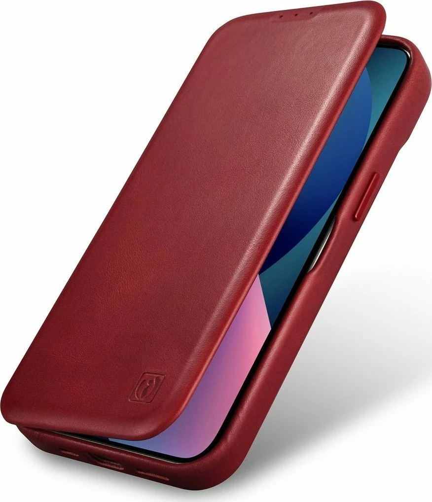 Mbështjellës iCarer CE Oil Wax Premium Leather Folio AKI14220707-RD për iPhone 14 Plus, lëkurë natyrale, me flapa magnetike, MagSafe, kuqe