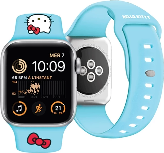 Rrip silikoni për Apple Watch Hello Kitty, 38/40/41mm, kaltër