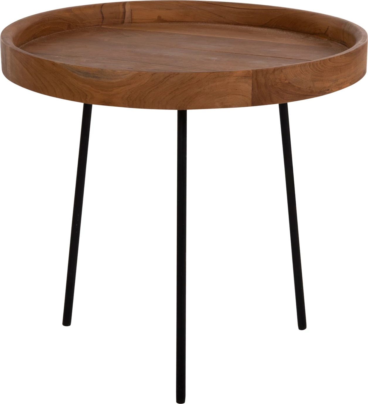 Tavolina anësore 3 copë set MANTARYS FH9799 dru MINDI-këmbë metali të zeza Φ60x55,5Ηcm