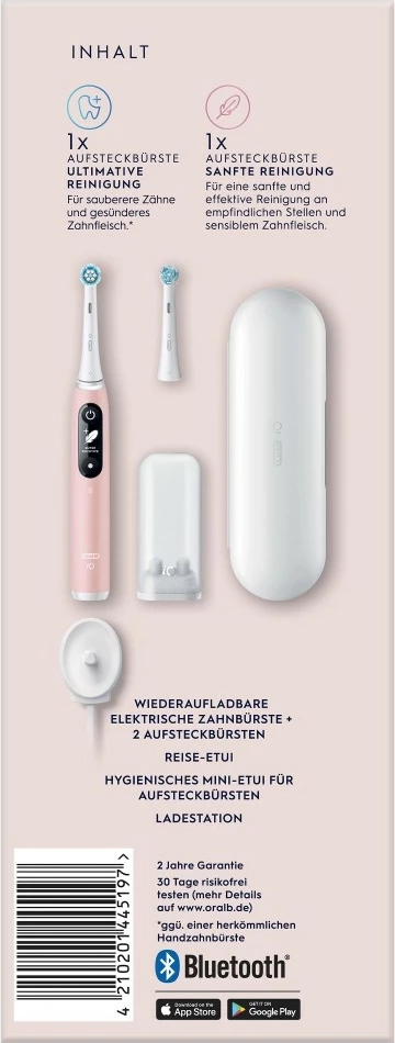 Furçë dhëmbësh elektrike Oral-B iO Series 6, 5 mënyra pastrimi, 2 koka, rozë/bardhë
