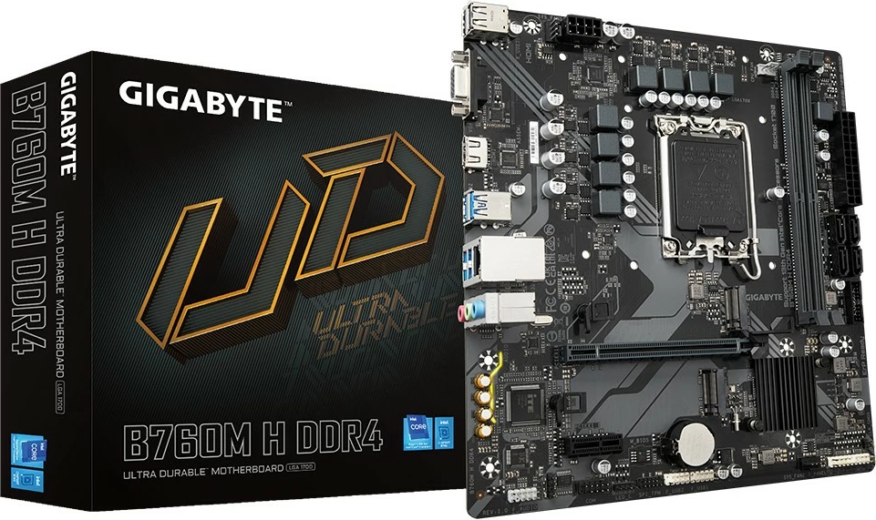 Pllakë amë Gigabyte B760M H DDR4, Intel Core 14th Gen, 64 GB, LGA 1700