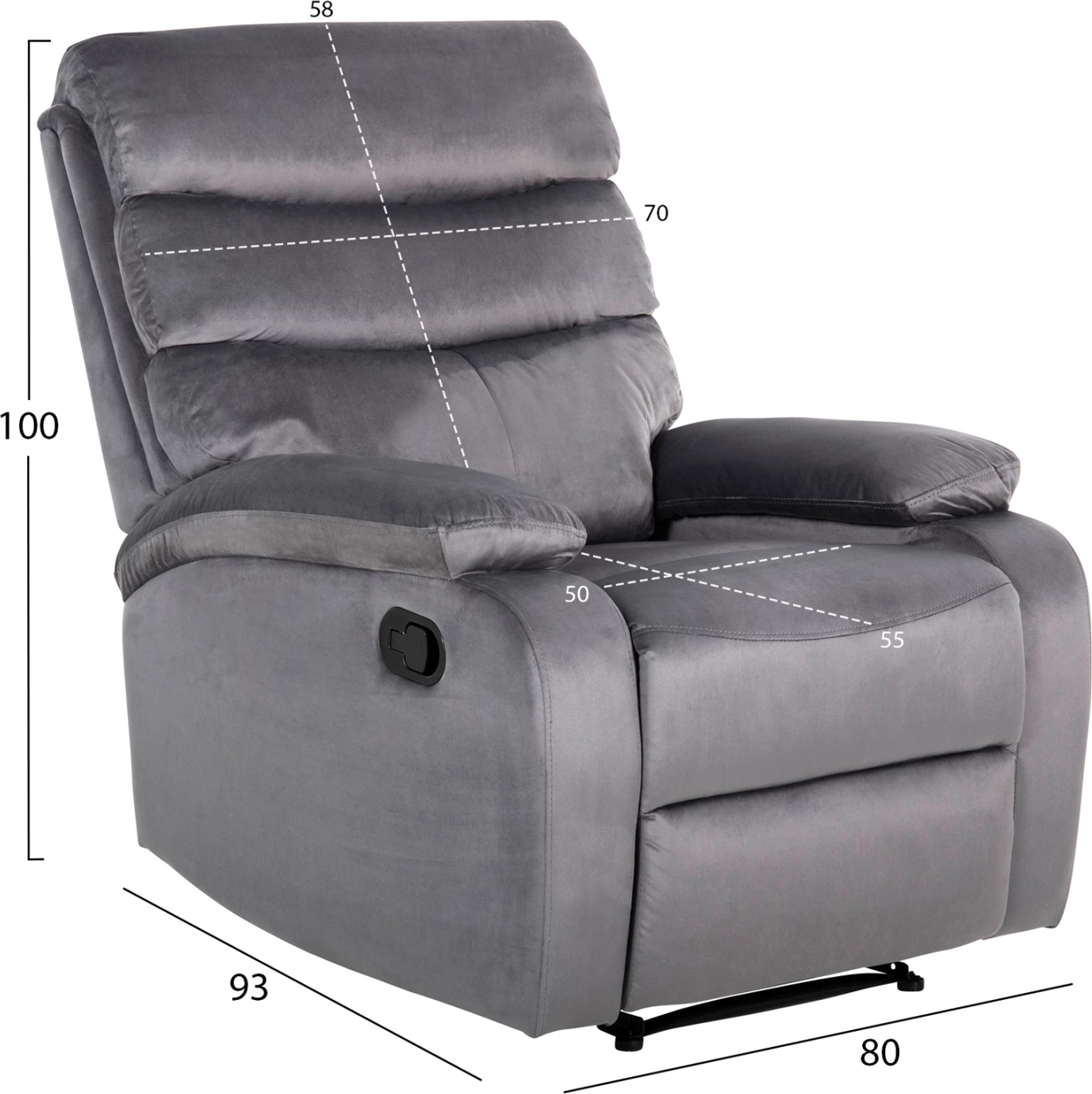 Karrige masazhi YASUMU FH9784.01 kadife gri 80x93x100H cm