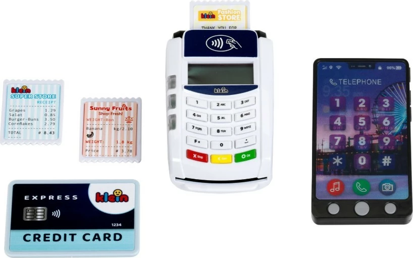 Set lodër, Klein 7274 terminal POS elektronik me celular, 7 pjesë, drita dhe tinguj, për moshat 3+, shumëngjyrësh