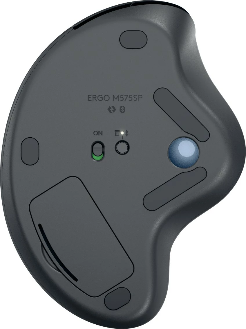 Maus Logitech ERGO M575S, Wireless Trackball, Graphite + Blue Ball