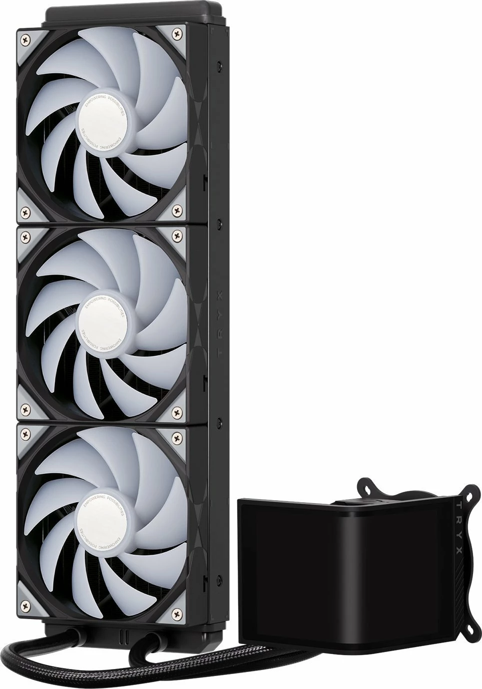 Ftohës uji AiO TRYX Panorama SE ARGB 360 (L-P360L-AM3M-G0K), radiator 360mm, 3x120mm PWM, ekran 3D AMOLED 2K, e zezë