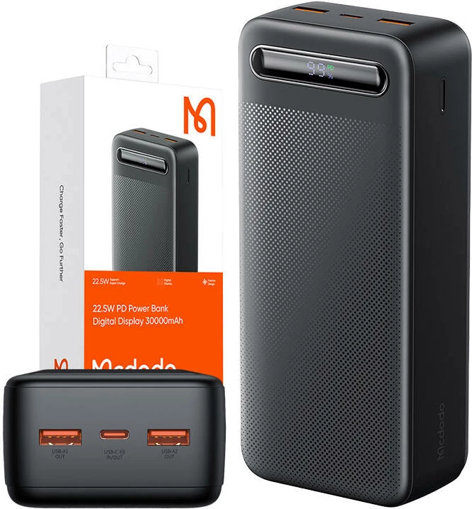 Powerbank Mcdodo MC-3911, 30000mAh, 22.5W, e zezë