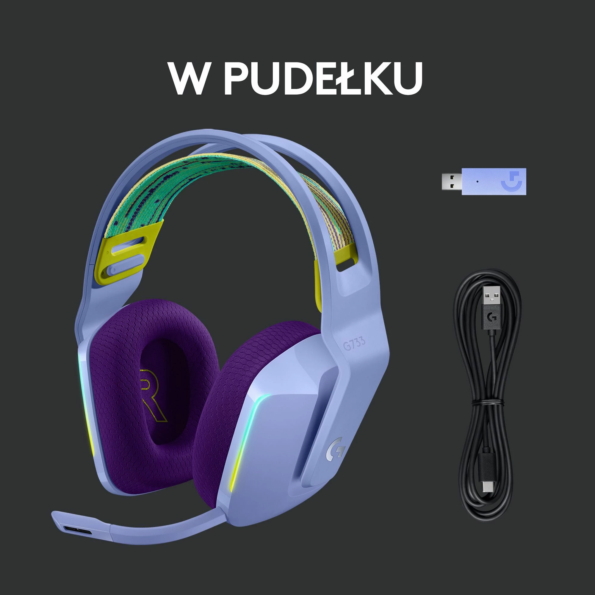 Kufje gaming Logitech G733 LIGHTSPEED (981-000890), wireless, 7.1 surround, USB, vjollcë
