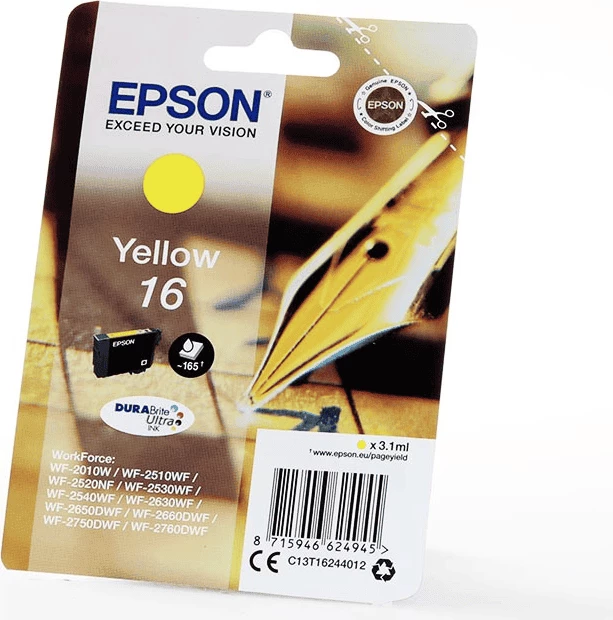 Kasetë boje, Epson, 16 C13T16244012, 3.1 ml, rendiment 165 faqe, e verdhë