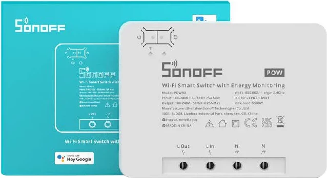 Ndërprerës i mençur WiFi Sonoff POWR3, matje e konsumit të energjisë, i bardhë