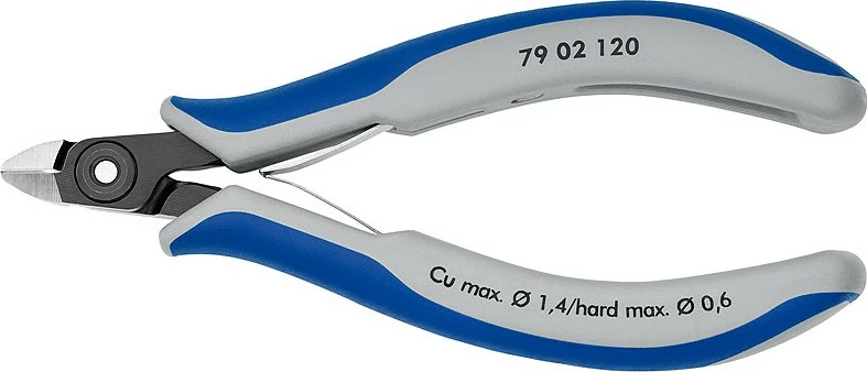 Knipex darë prerëse diagonale 120mm, mini-kokë, dorezë plastike, krom-vanadium, kaltër/gri