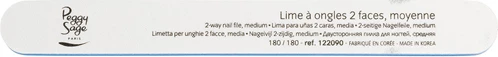 Lëmues për thonj Peggy Sage 2-Way Nail File Medium 180/180 i bardhë 1 copë