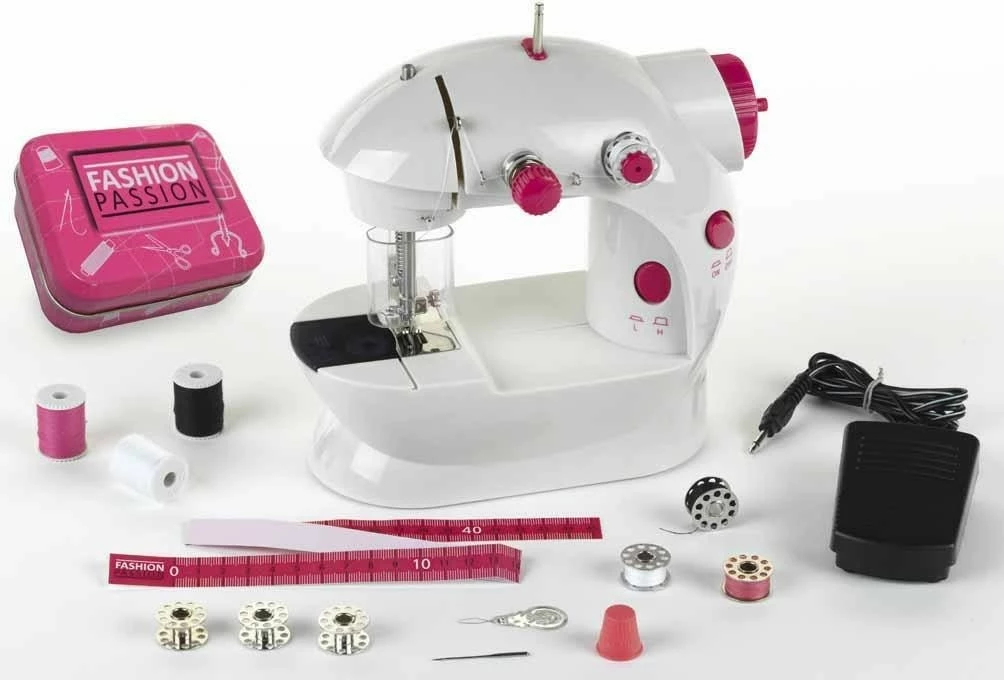 Makine qepëse lodër Klein 7901 për fëmijë, rozë/bardhë, me aksesorë