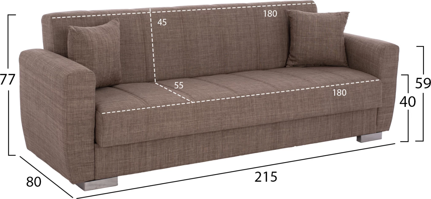Sofabed 3-vendësh, ngjyrë bezhë, FH3240.02, 215x80x77 cm