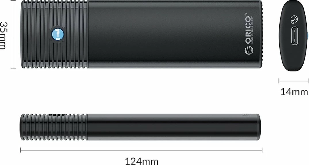 Kuti eksternale për SSD M.2 NVMe, Orico PWM2-G2-BK-EP, USB-C 3.2 Gen 2 10Gbps, deri 4TB, alumin, e zezë