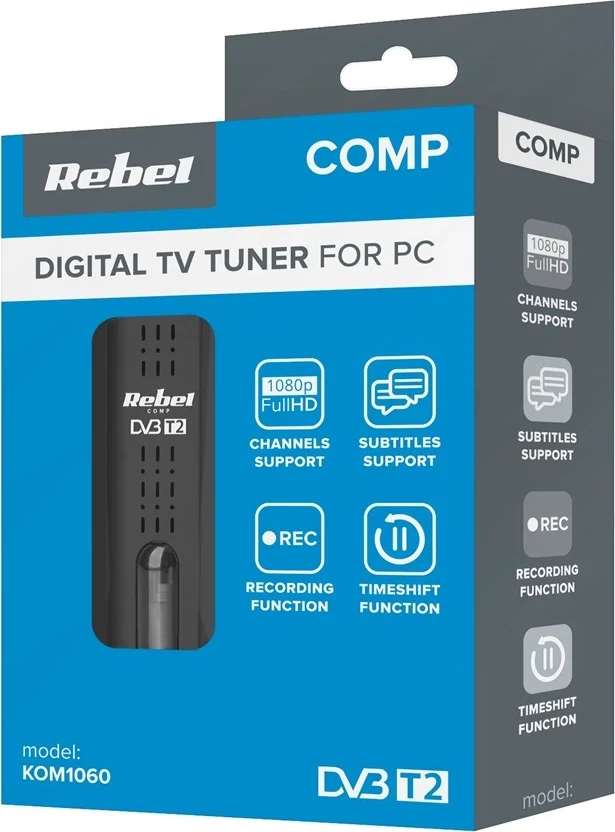 Tuner Rebel Comp DVB-T2,DVB-C,DVB-T H.265 USB